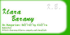 klara barany business card